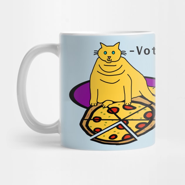 Chonk Cat with Pizza says Vote by ellenhenryart